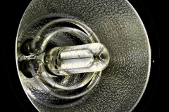 Generic Chinese studio flash head with LED modelling bulb fitted