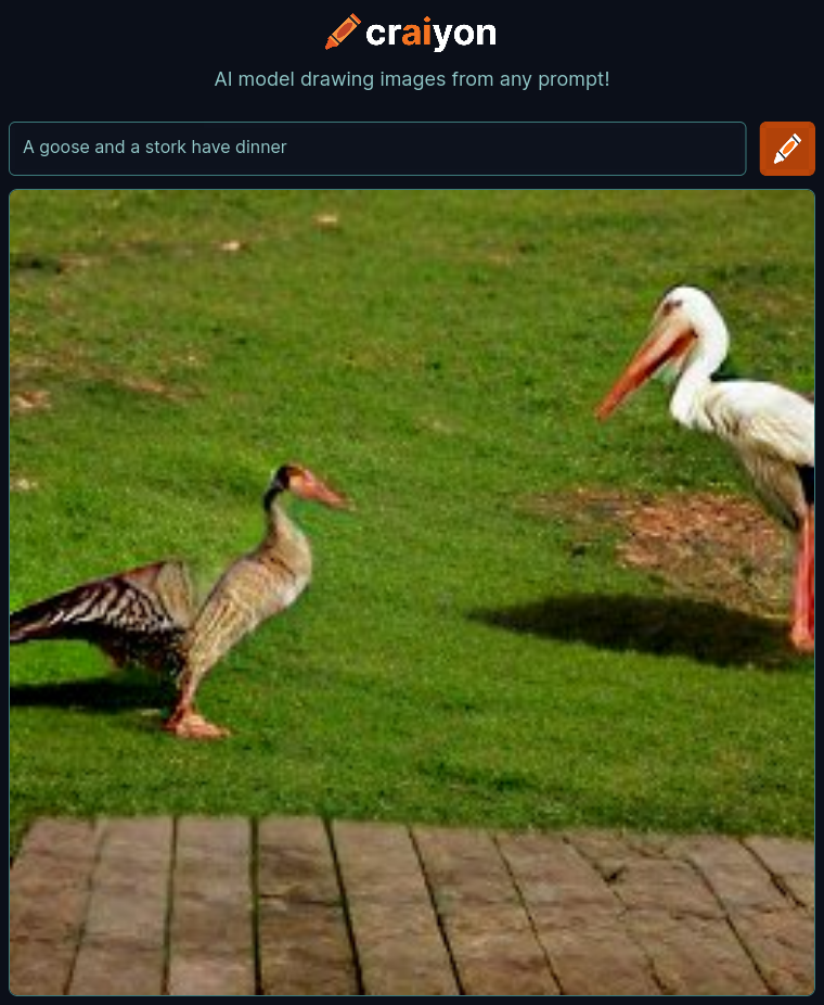 craiyon_140739_A_goose_and_a_stork_have_dinner