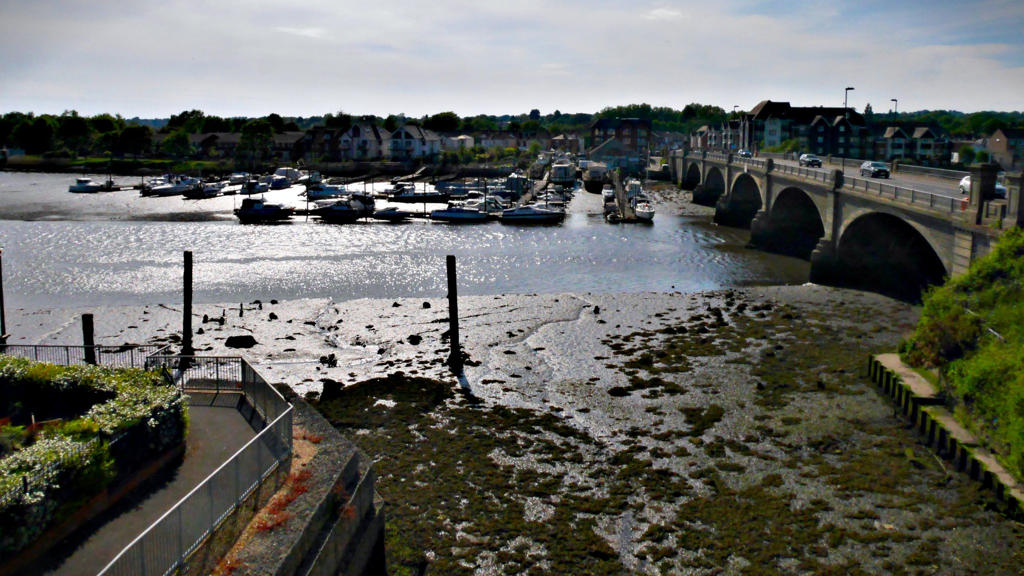 Looking west across the Itchen at low tide, Cobden Bridge on the right