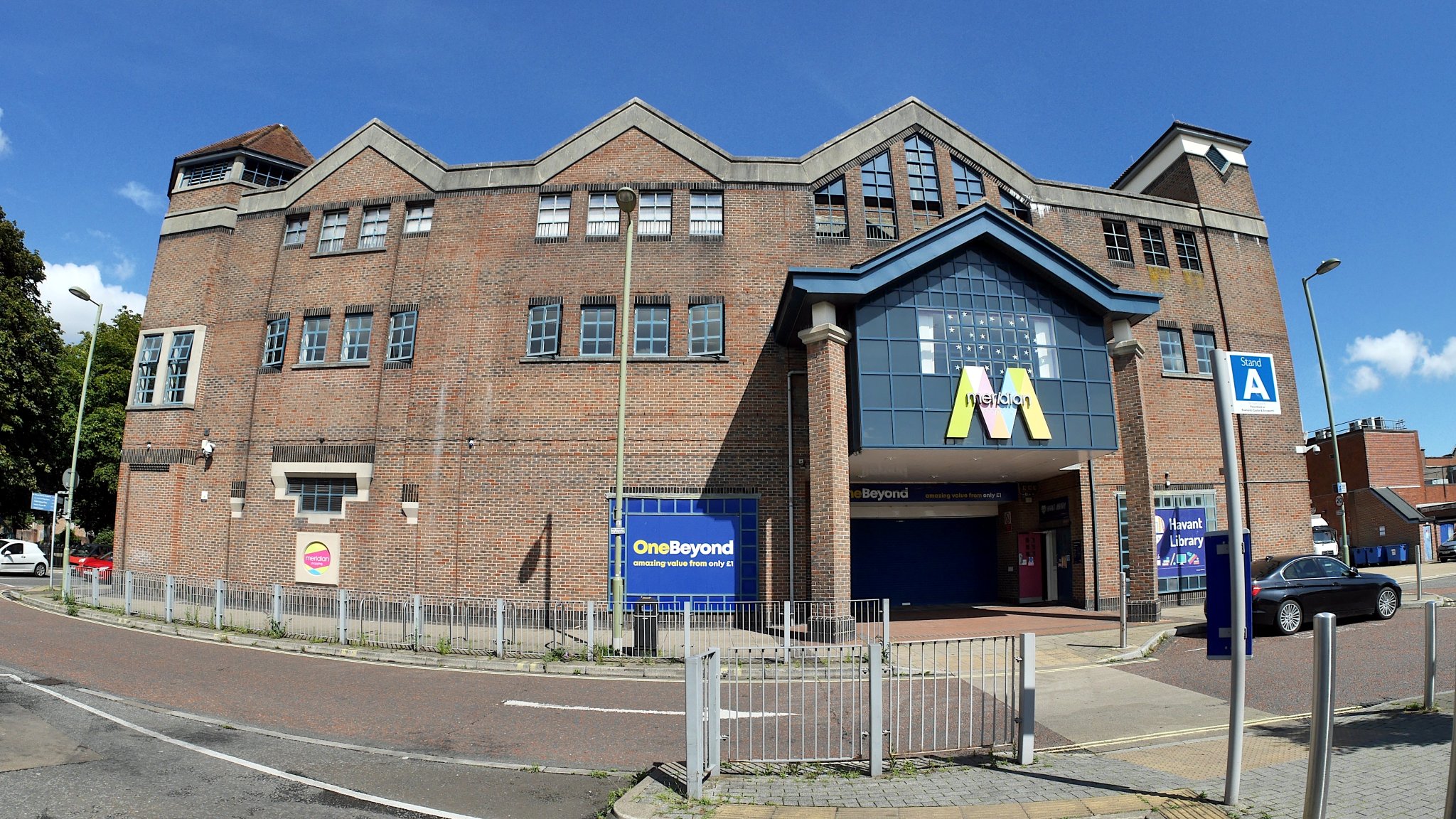 West elevation of Havant's hideous Meridian Centre. I wonder if its architects ever considered careers in prison design?