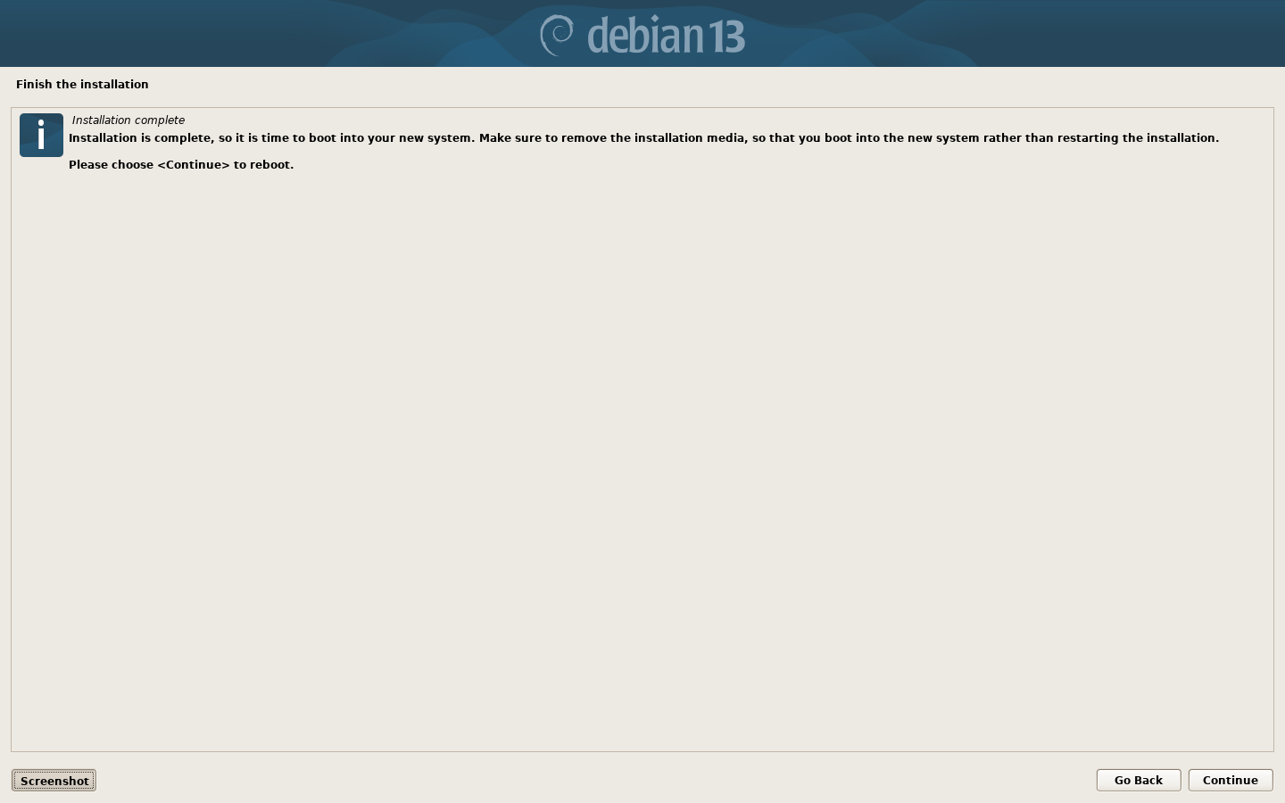 Debian 13 Installer: Select a language