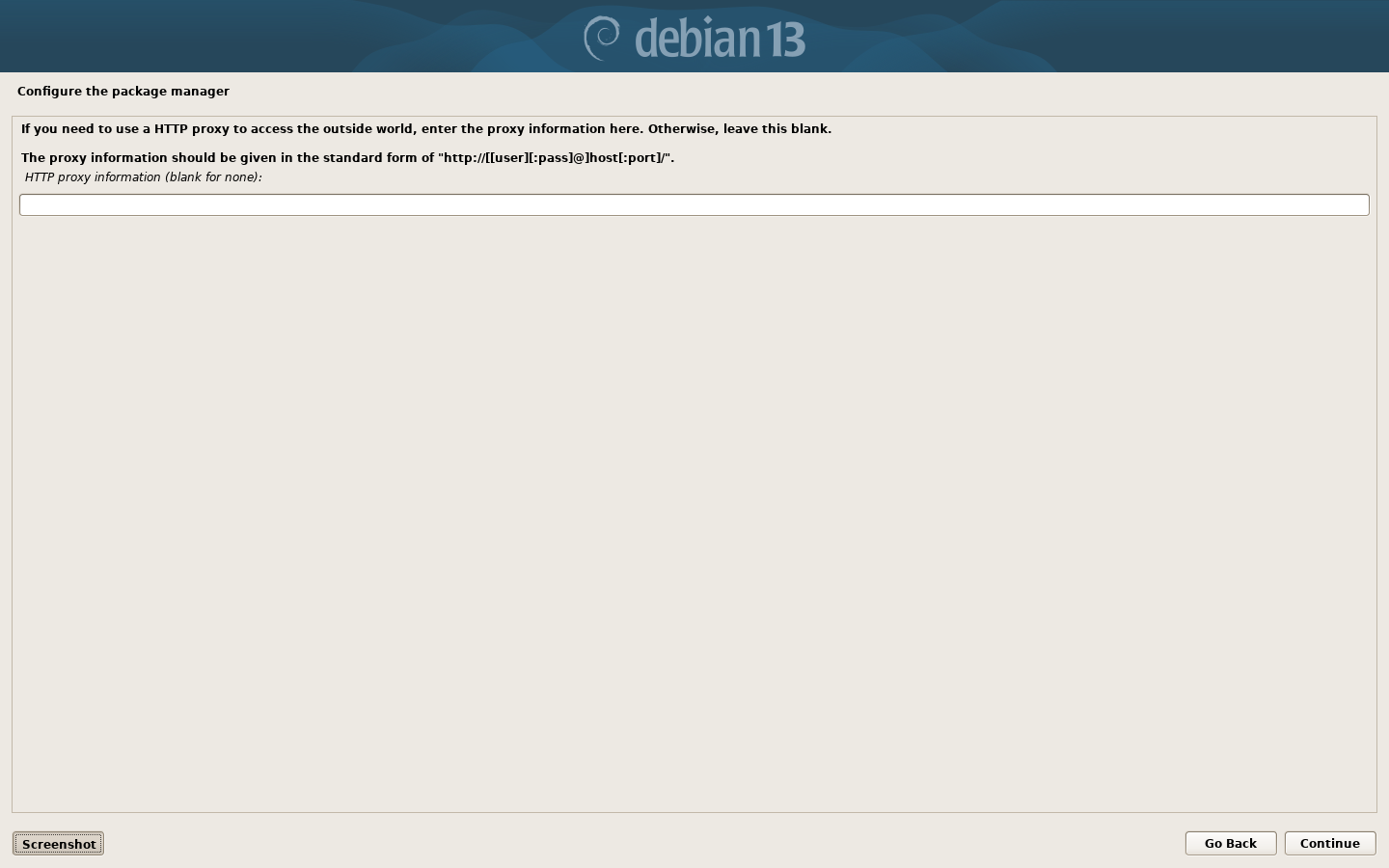 Debian 13 Installer: Select a language