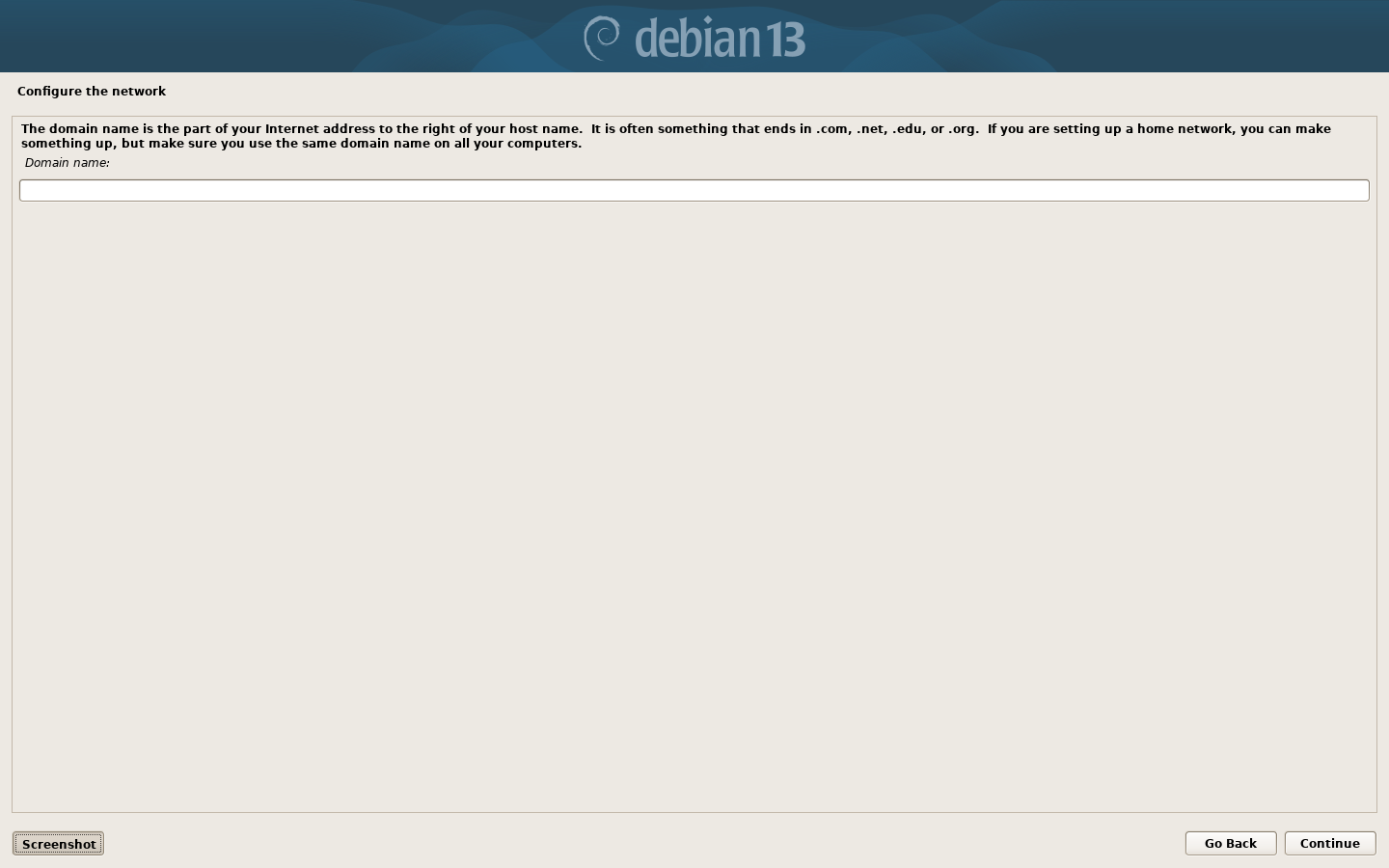 Debian 13 Installer: Select a language