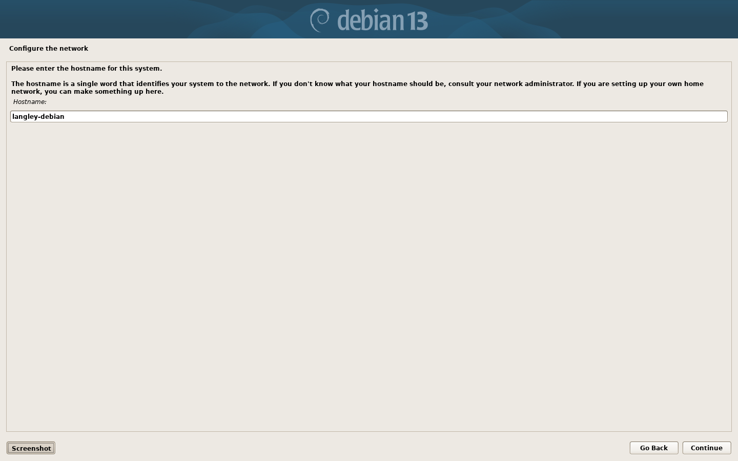 Debian 13 Installer: Configure the network