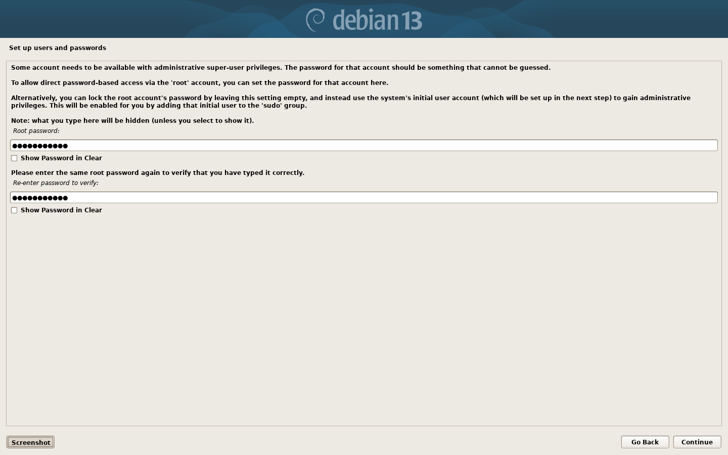 Debian 13 Installer: Select a language