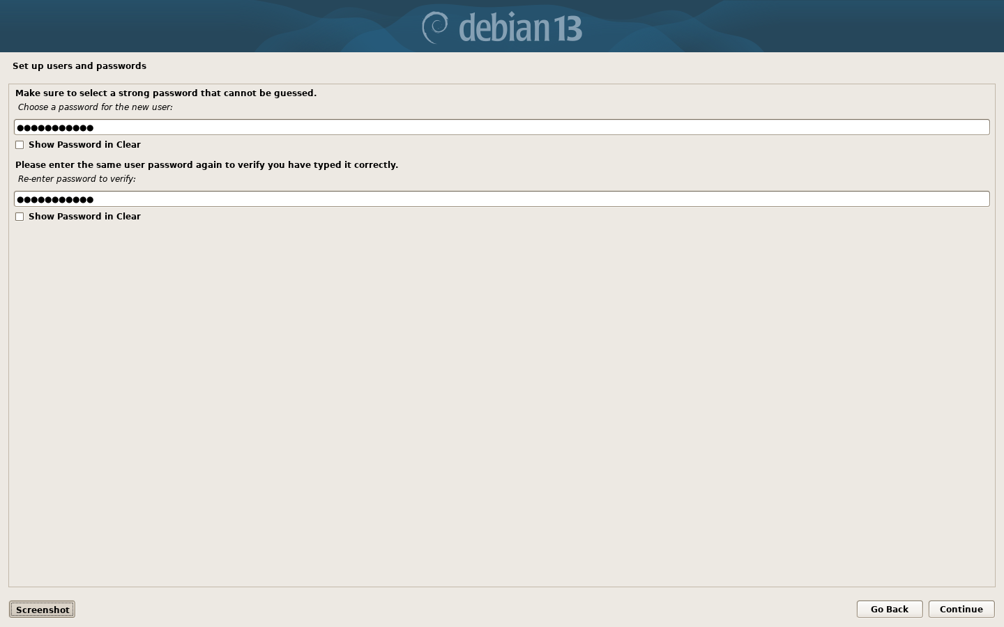 Debian 13 Installer: Select a language