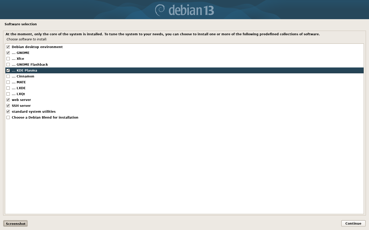 Debian 13 Installer: Select a language