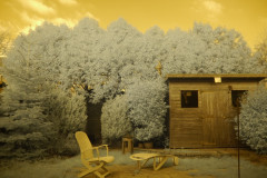 Our back yard, taken with "full-spectrum-converted" Lumix DMC GH2, c/w a bog-standard Lumix 14-42mm "kit lens" c/w Fourth Eye variable IR filter.