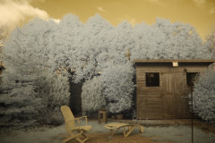 Our back yard, taken with "full-spectrum-converted" Lumix DMC GH2, c/w a bog-standard Lumix 14-42mm "kit lens" c/w Fourth Eye variable IR filter.