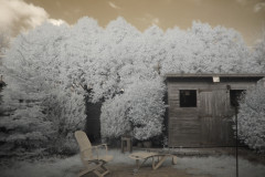 Our back yard, taken with "full-spectrum-converted" Lumix DMC GH2, c/w a bog-standard Lumix 14-42mm "kit lens" c/w Fourth Eye variable IR filter.