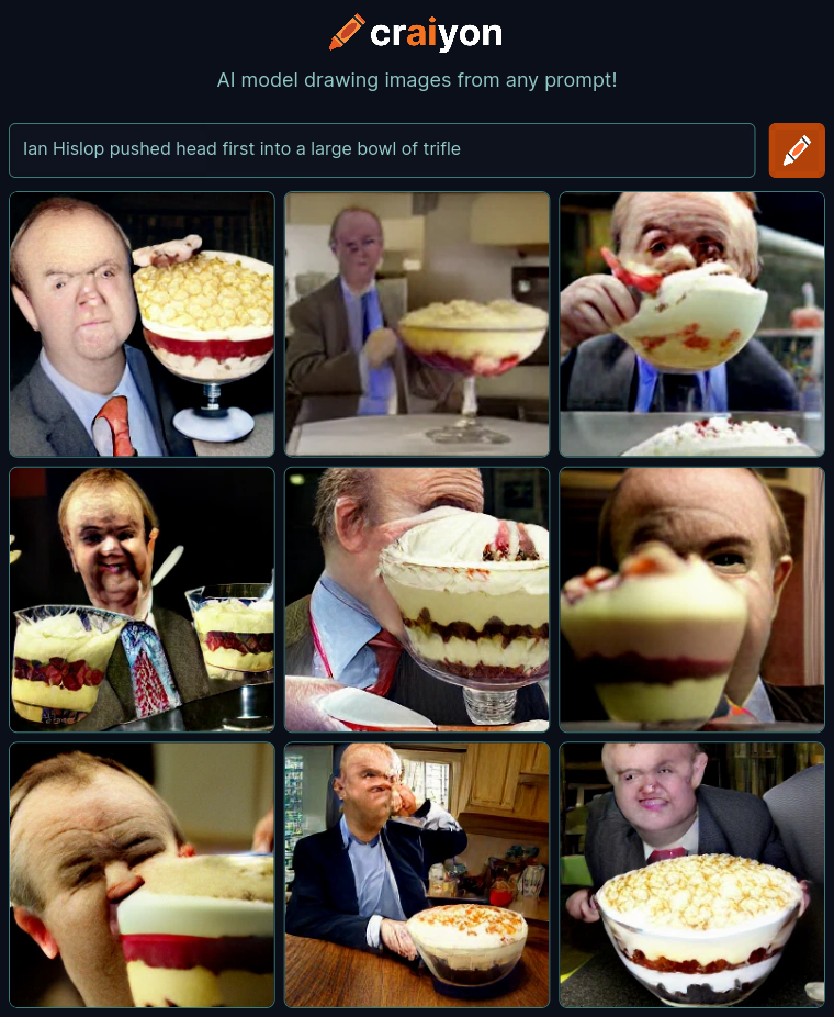 craiyon_001340_Ian_Hislop_pushed_head_first_into_a_large_bowl_of_trifle_br_