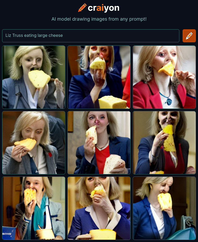 craiyon_114832_Liz_Truss_eating_large_cheese_br_