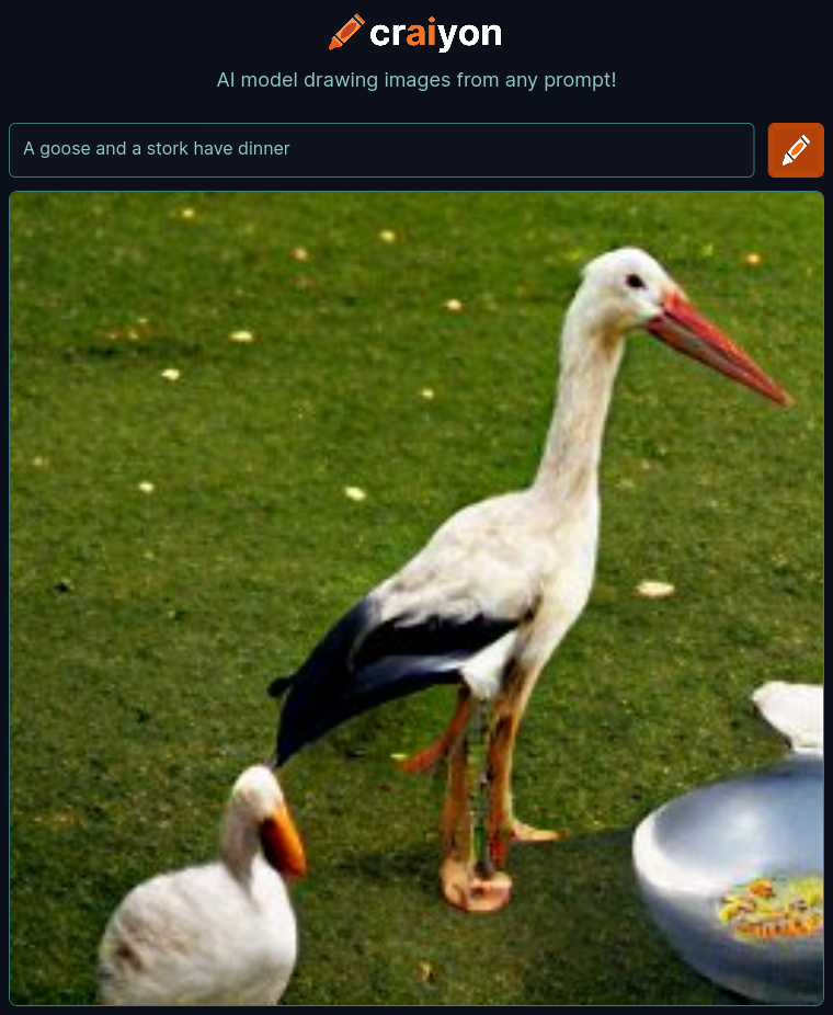 craiyon_140744_A_goose_and_a_stork_have_dinner