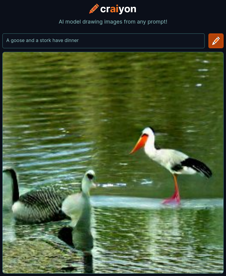 craiyon_140749_A_goose_and_a_stork_have_dinner