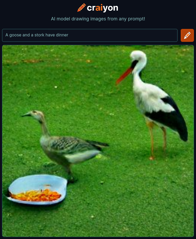 craiyon_140756_A_goose_and_a_stork_have_dinner