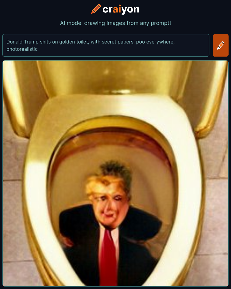 Chump swirls around the pan of his golden toilet...