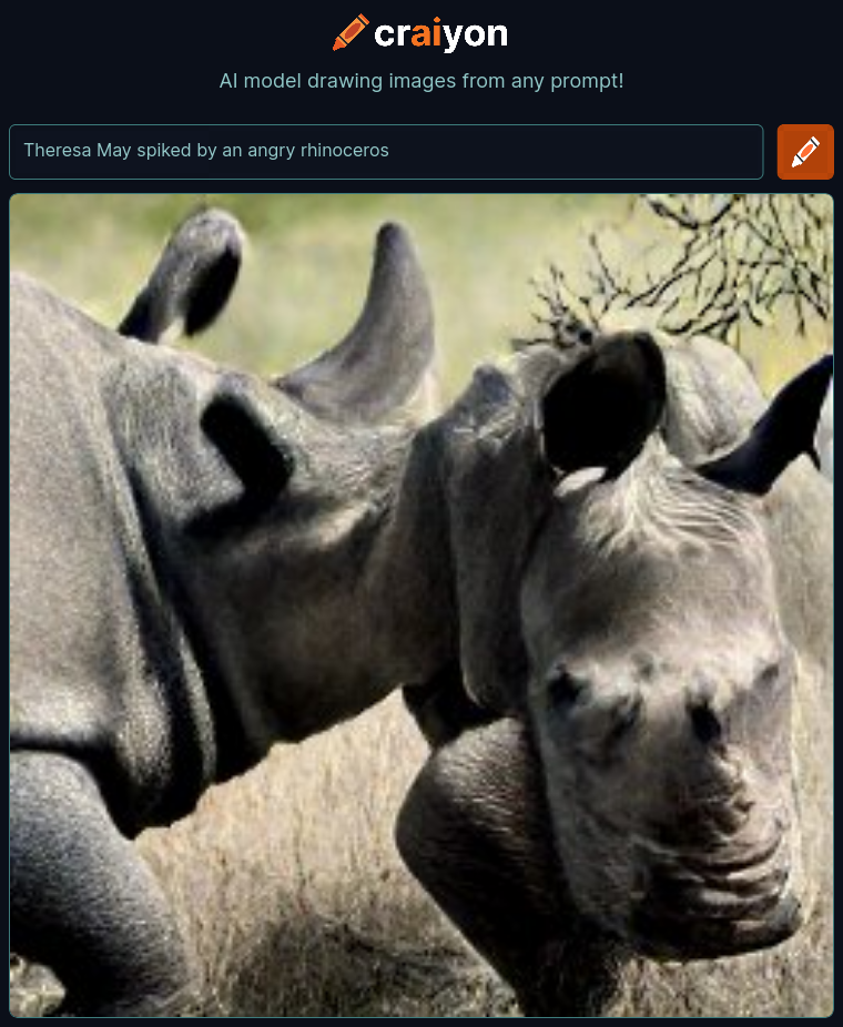 craiyon_234605_Theresa_May_spiked_by_an_angry_rhinoceros_br_