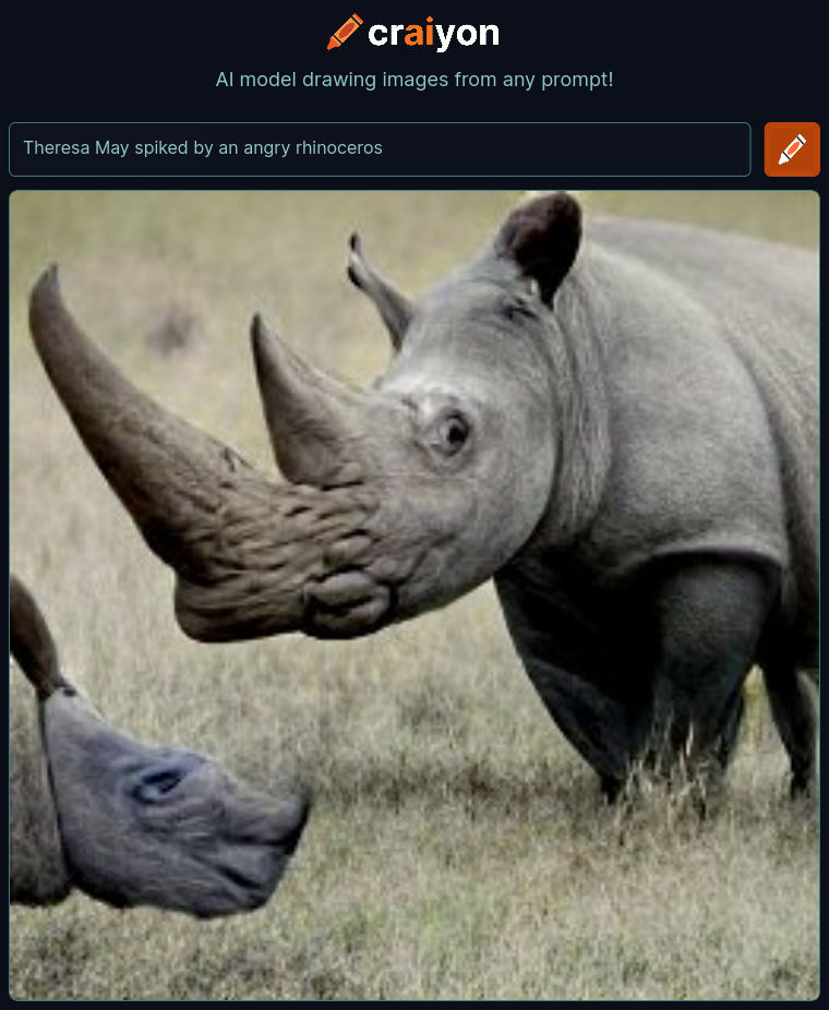 craiyon_234624_Theresa_May_spiked_by_an_angry_rhinoceros_br_