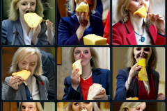 craiyon_114832_Liz_Truss_eating_large_cheese_br_