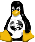 Tux with broken Dell t-shirt