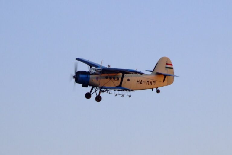 Aircraft HA-MDT and HA-MAM spray insecticide over Pécs
